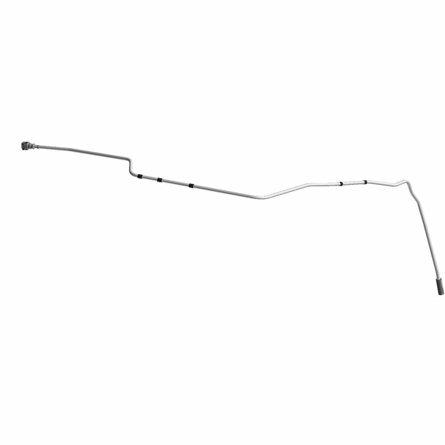 Long thin metal vent line with black rubber ends and small mounting clips along its length.