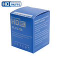 Blue rectangular box packaging labeled Polaris HD Filter Oil with white and gray text and branding.