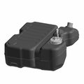 Black durable plastic fuel tank with contoured design and filler cap for Polaris UTVs.