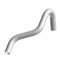 Curved silver metal feed tube with smooth finish and angled bends for motorcycle input shaft assembly.
