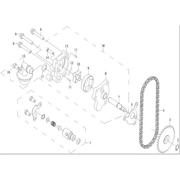 An Image of a Genuine CFMOTO Parts Schematic Diagram showing the schematic - OIL PUMP - 2015 CFMOTO ZFORCE 600