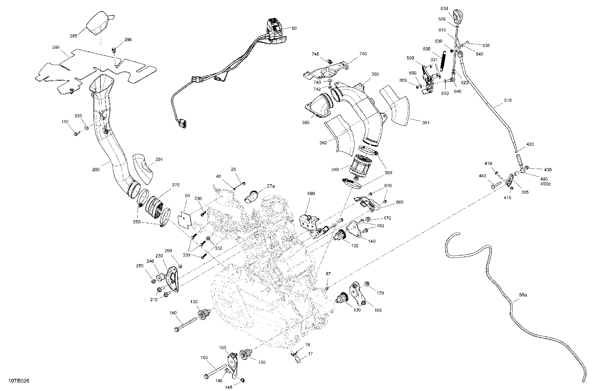 An Image of a Genuine Can-Am Parts Schematic Diagram showing the schematic - ENGINE - SYSTEM