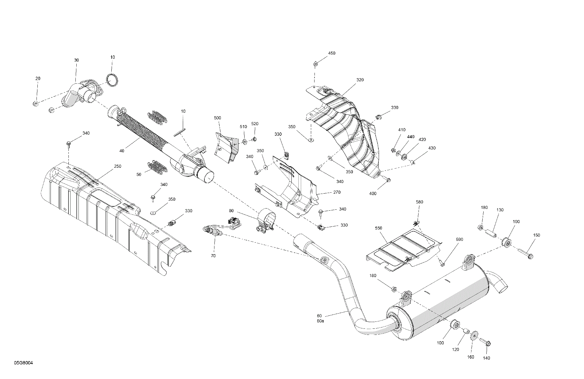 An Image of a Genuine Can-Am Parts Schematic Diagram showing the schematic - ENGINE - EXHAUST