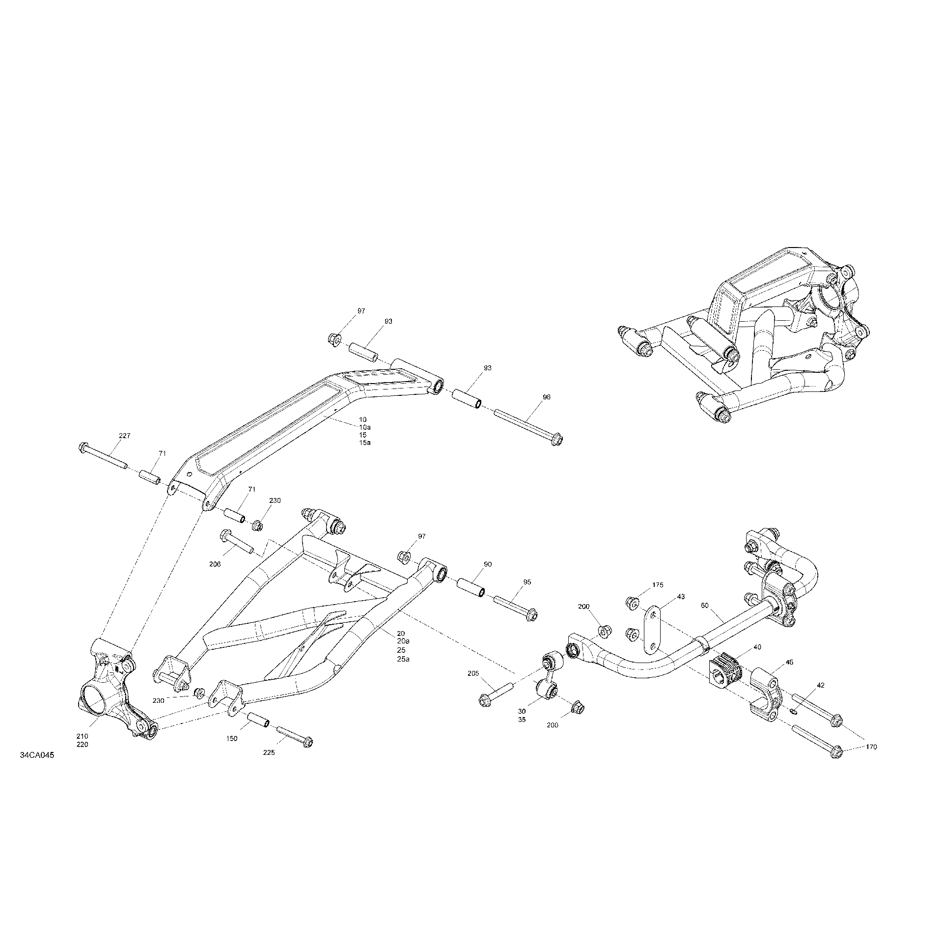 An Image of a Genuine Can-Am Parts Schematic Diagram showing the schematic - SUSPENSION - REAR - BUILT AFTER JANUARY 18TH 2021
