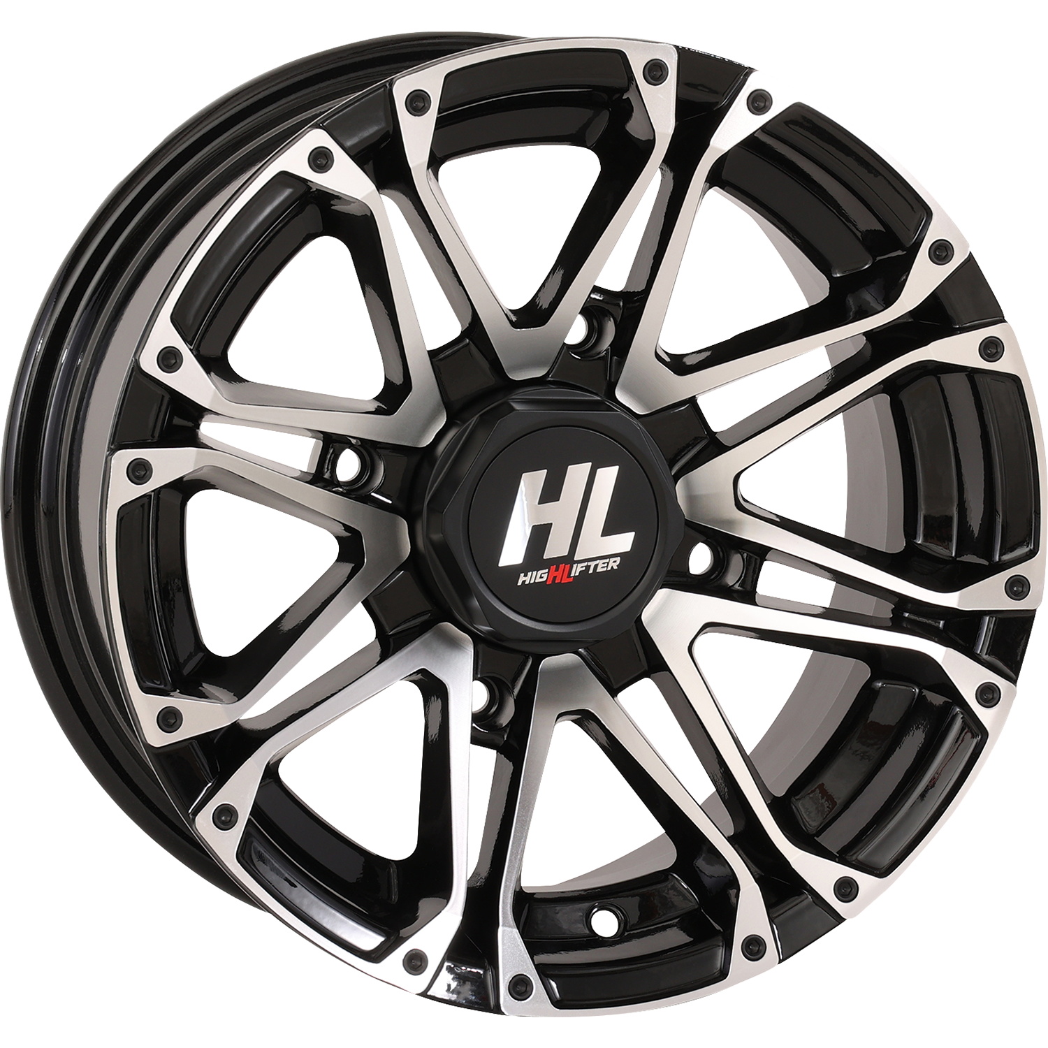 HIGH LIFTER 14HL03-1111 Gloss Black Machined Rear Wheel - 14x7, 4/110 Bolt Pattern