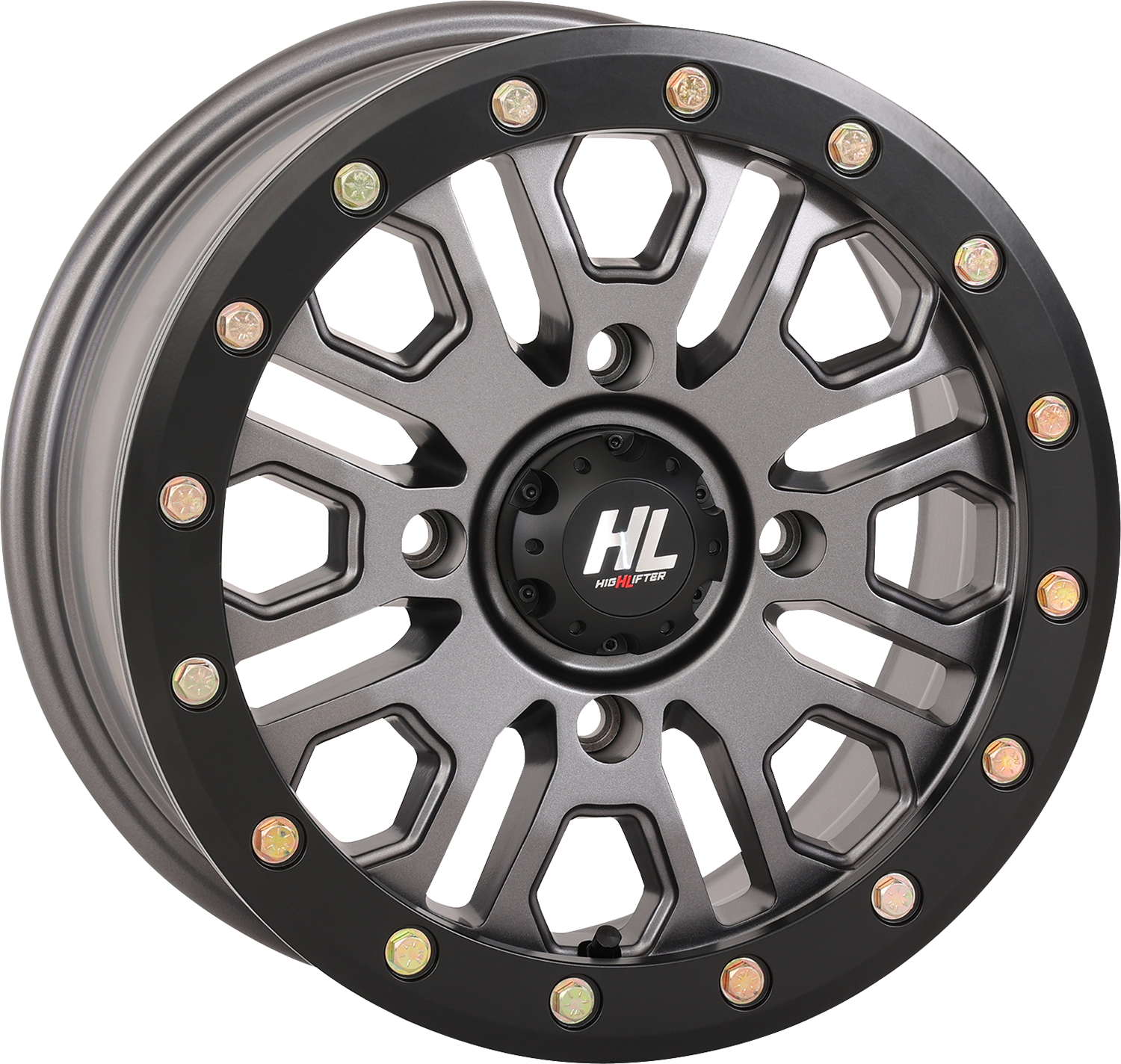 HIGH LIFTER HL23 Beadlock Wheel - 14x7 Gun Metal Gray for 5+2 Bolt Pattern