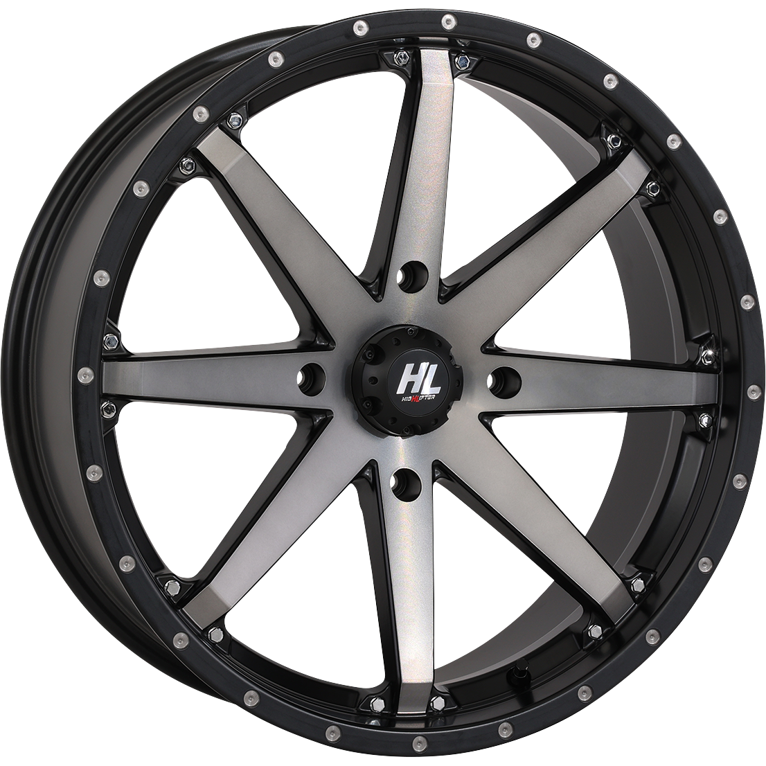 HIGH LIFTER HL10 20x7 Matte Black/Smoke Wheel with Factory-Installed Valve Stem and Bolt-In Center Cap