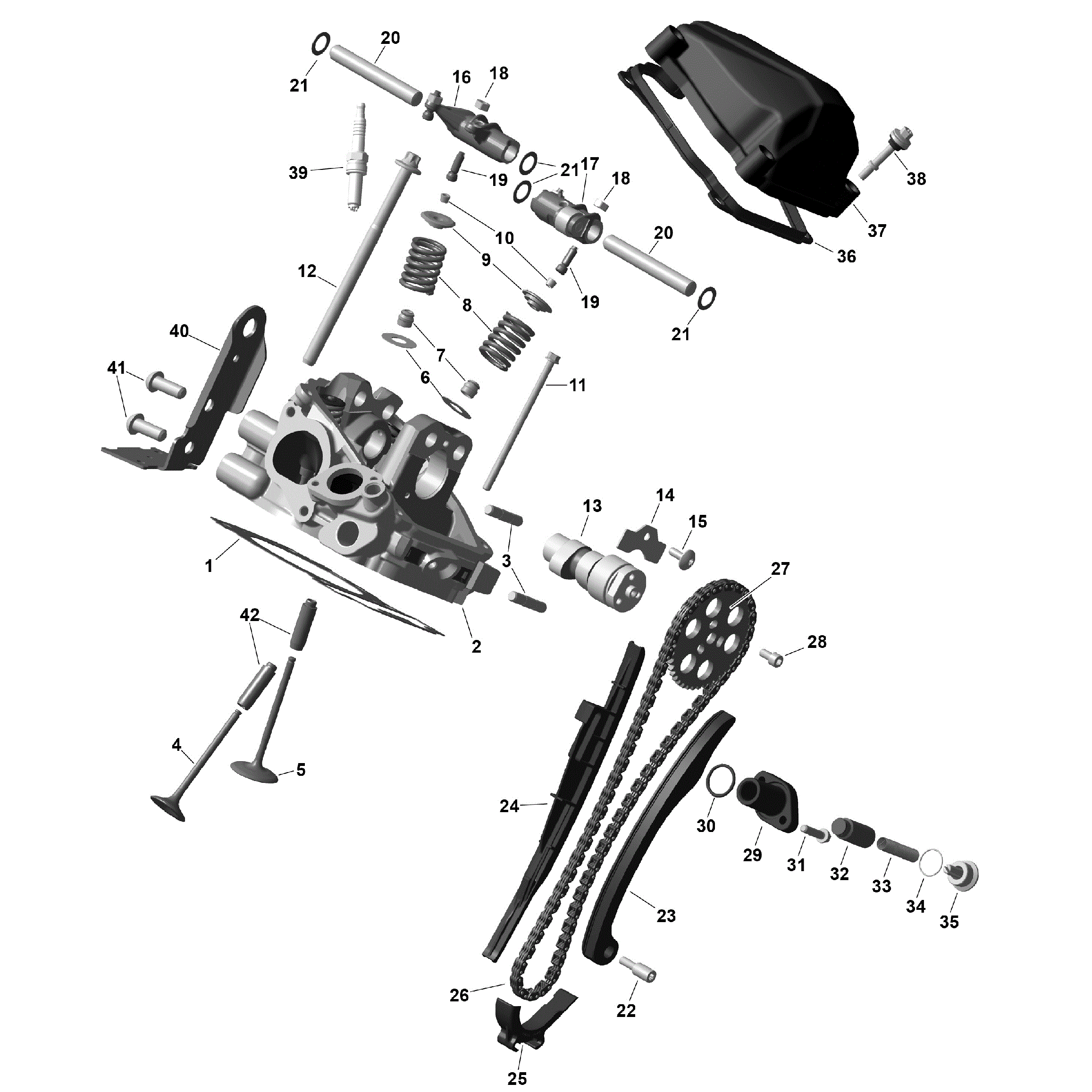 An Image of a Genuine Can-Am Parts Schematic Diagram showing the schematic - ROTAX - REAR CYLINDER HEAD
