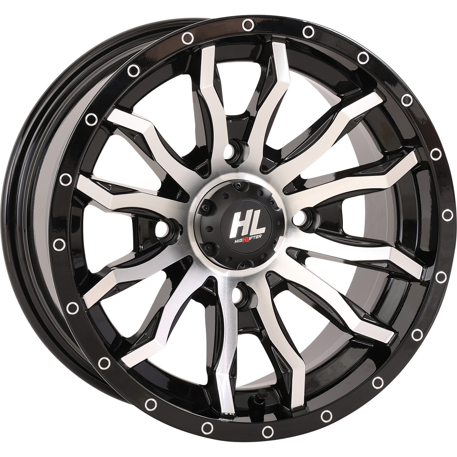 HIGH LIFTER HL21 22x7 Gloss Black with Machined Finish Wheel - 4/137 Bolt Pattern, 4+3 Offset