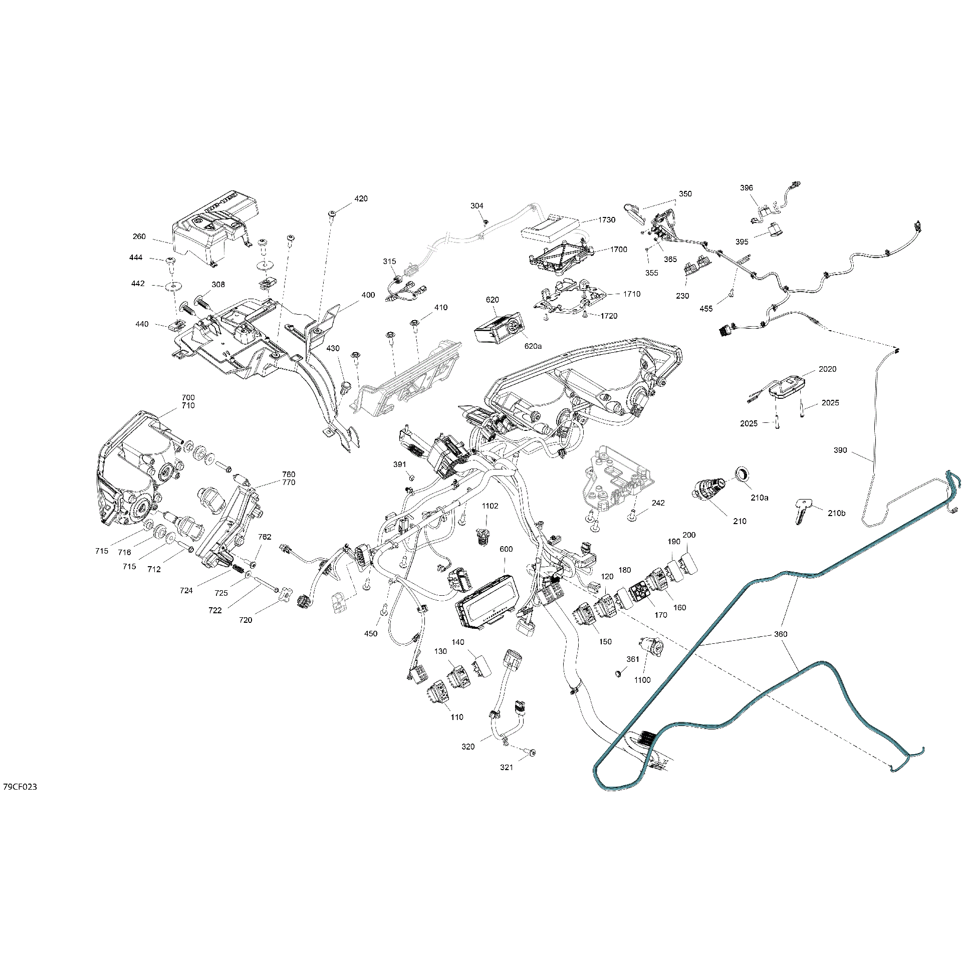 An Image of a Genuine Can-Am Parts Schematic Diagram showing the schematic - ELECTRIC - FRONT SECTION