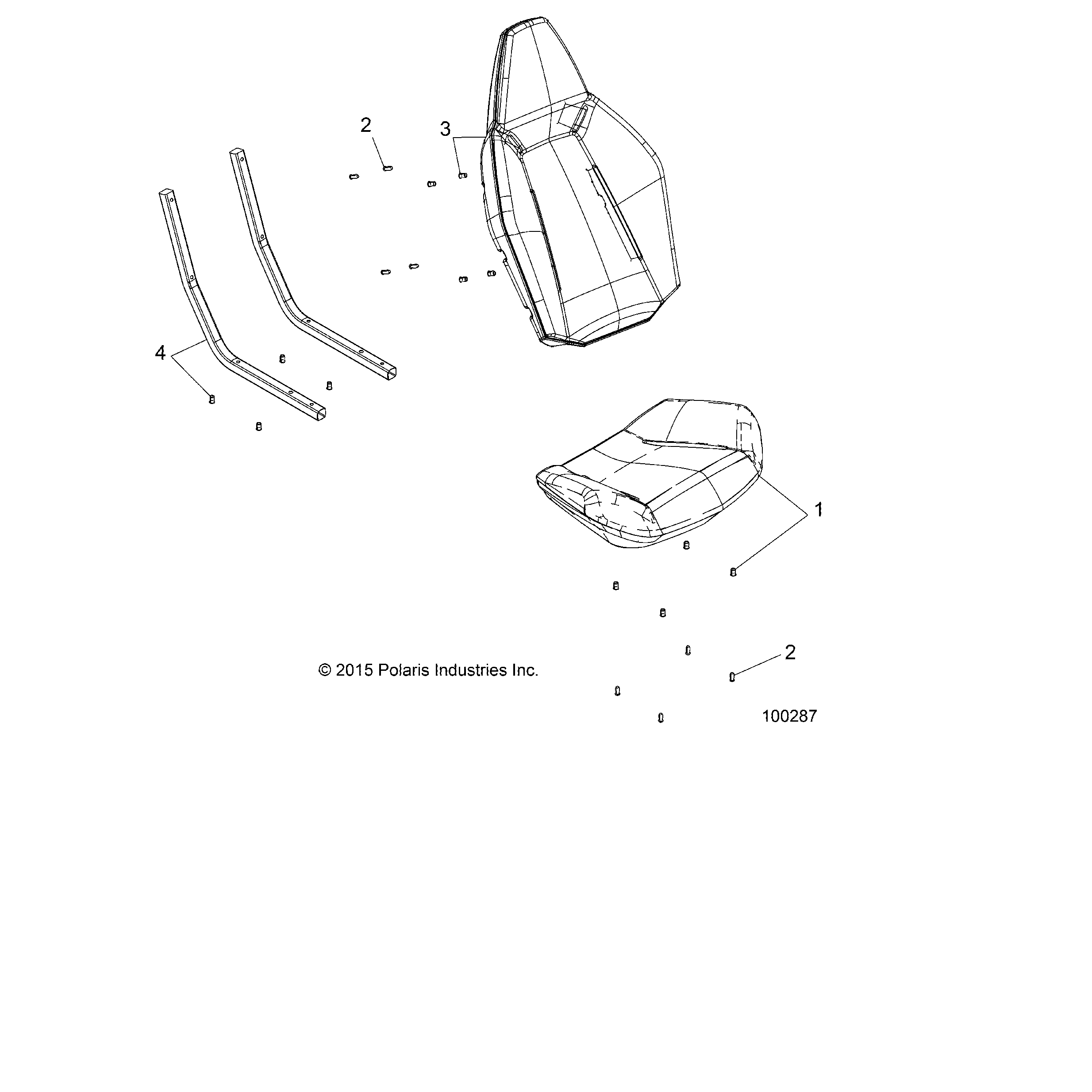 An Image of a Genuine Polaris Parts Schematic Diagram showing the schematic - BODY: SEAT ASM. - 2017 POLARIS ACE 570 EFI