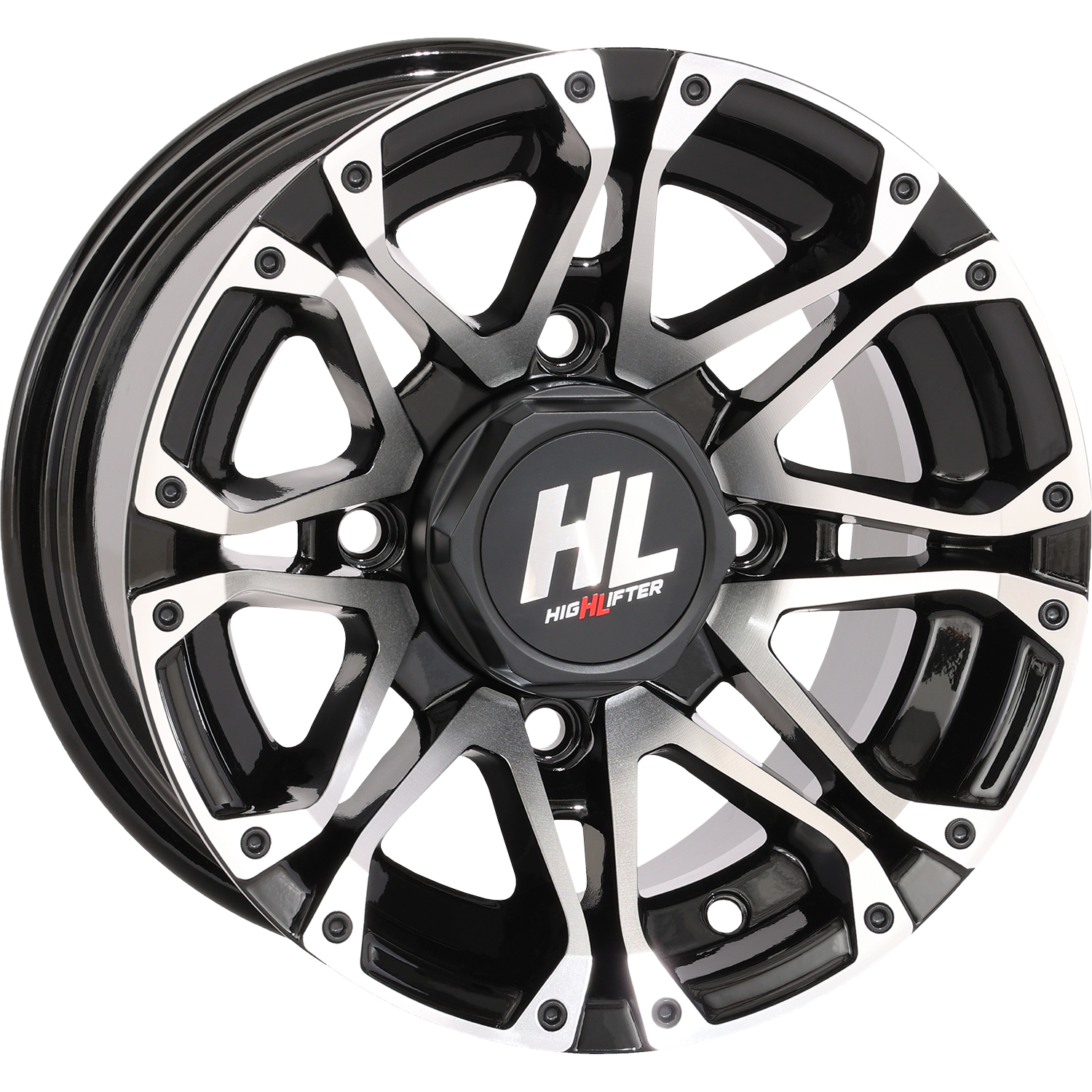 HIGH LIFTER HL3 Rear Wheel - 12x7 Inches Gloss Black with Machined Finish, Part 12HL03-1111