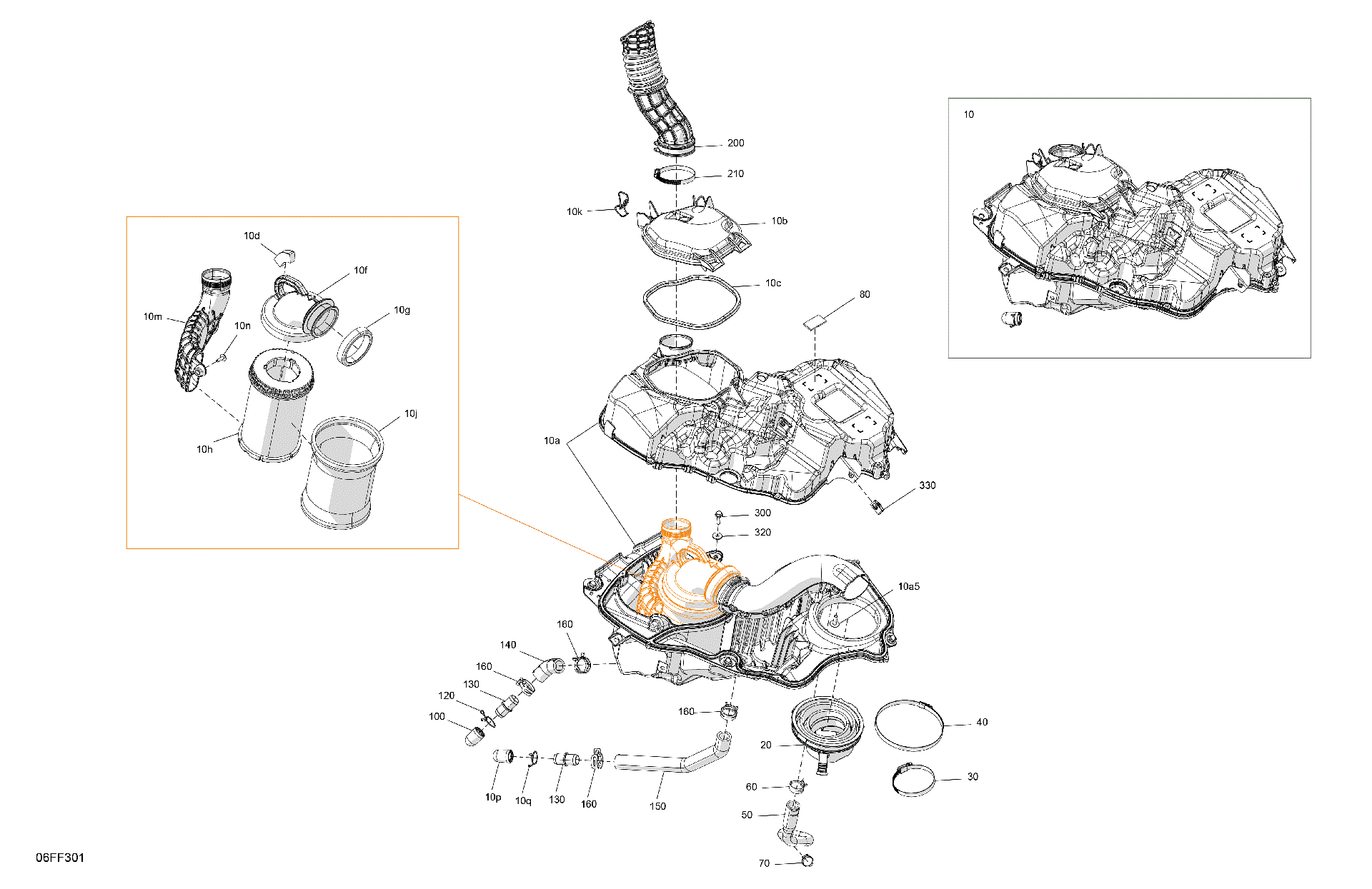 An Image of a Genuine Can-Am Parts Schematic Diagram showing the schematic - ENGINE - AIR INTAKE