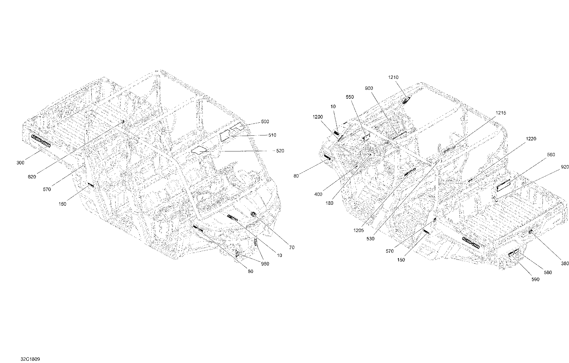 An Image of a Genuine Can-Am Parts Schematic Diagram showing the schematic - DECALS DEFENDER MAX HD10 - PACKAGE XT
