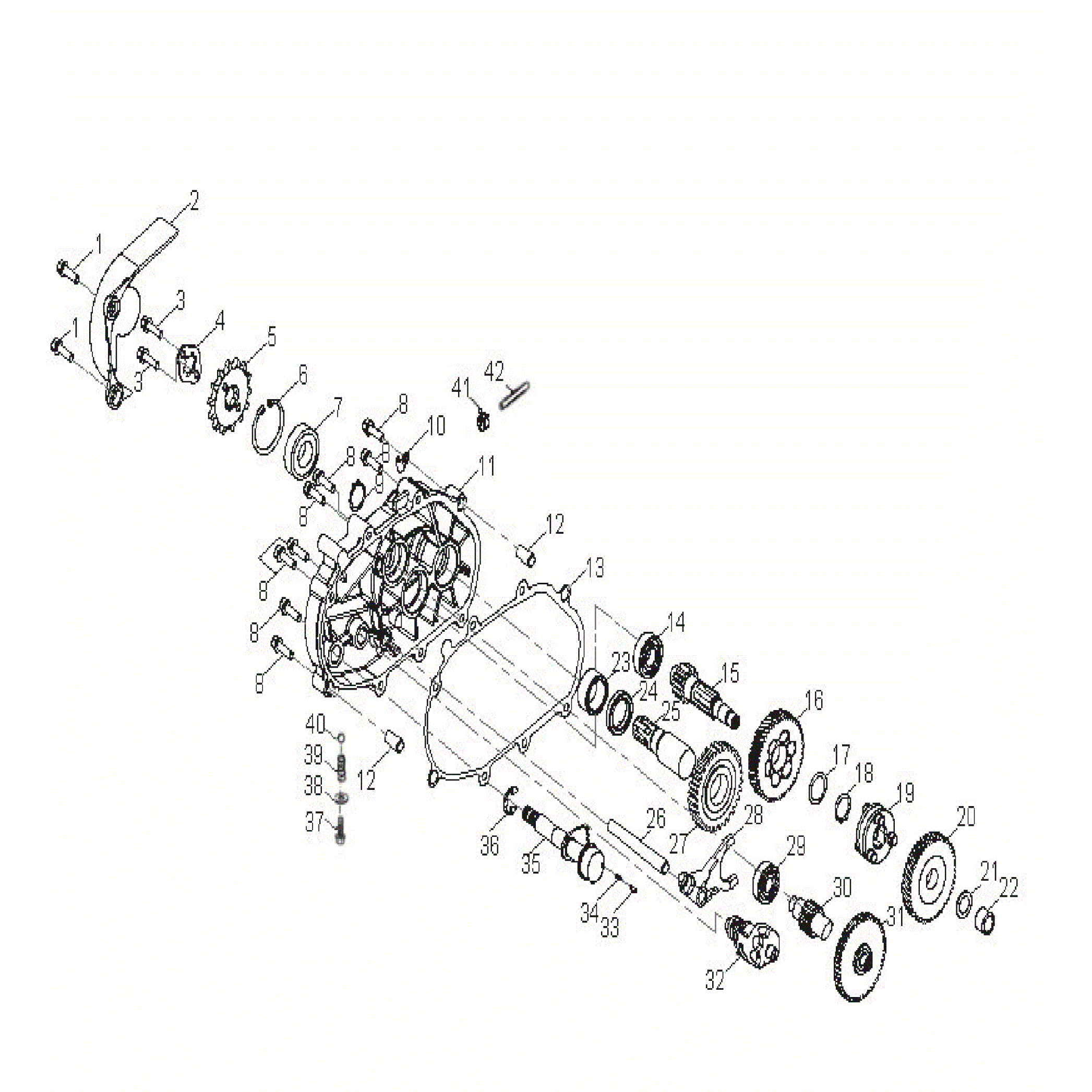 An Image of a Genuine Polaris Parts Schematic Diagram showing the schematic - DRIVE TRAIN: TRANSMISSION - 2023 POLARIS OUTLAW 110