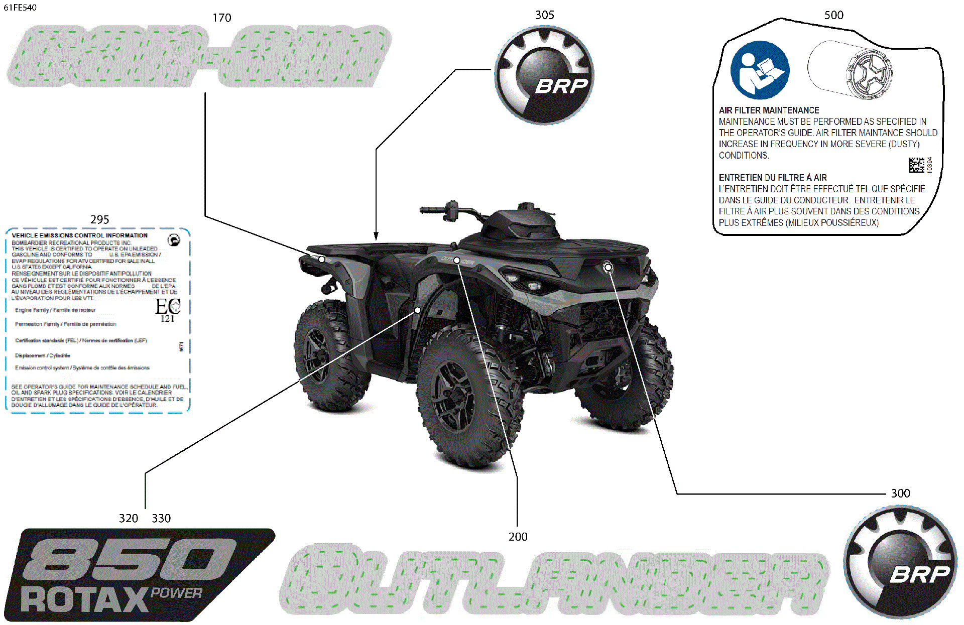 An Image of a Genuine Can-Am Parts Schematic Diagram showing the schematic - BODY - FEATURE DECALS