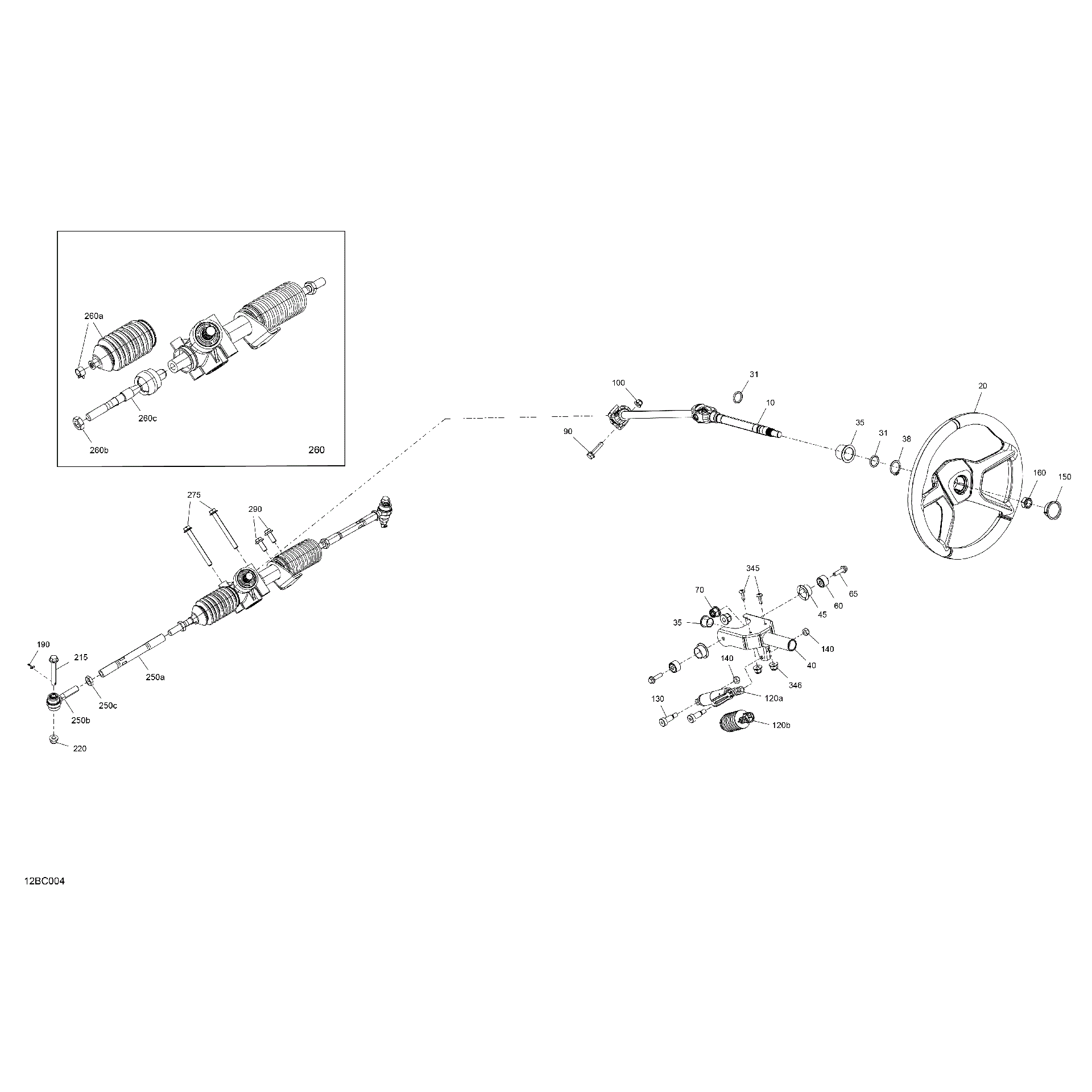 An Image of a Genuine Can-Am Parts Schematic Diagram showing the schematic - MECHANIC - STEERING