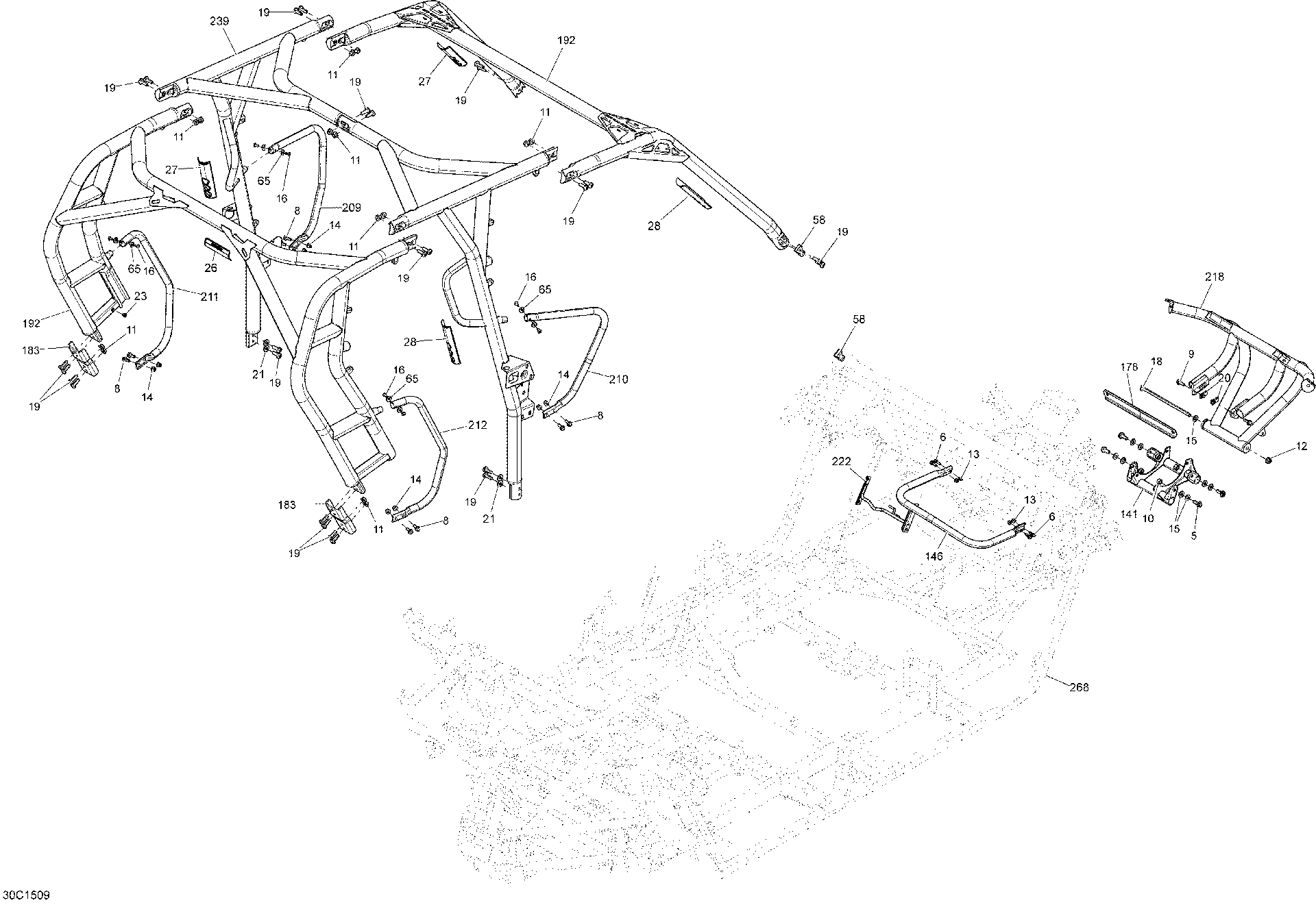 An Image of a Genuine Can-Am Parts Schematic Diagram showing the schematic - FRAME _30C1509