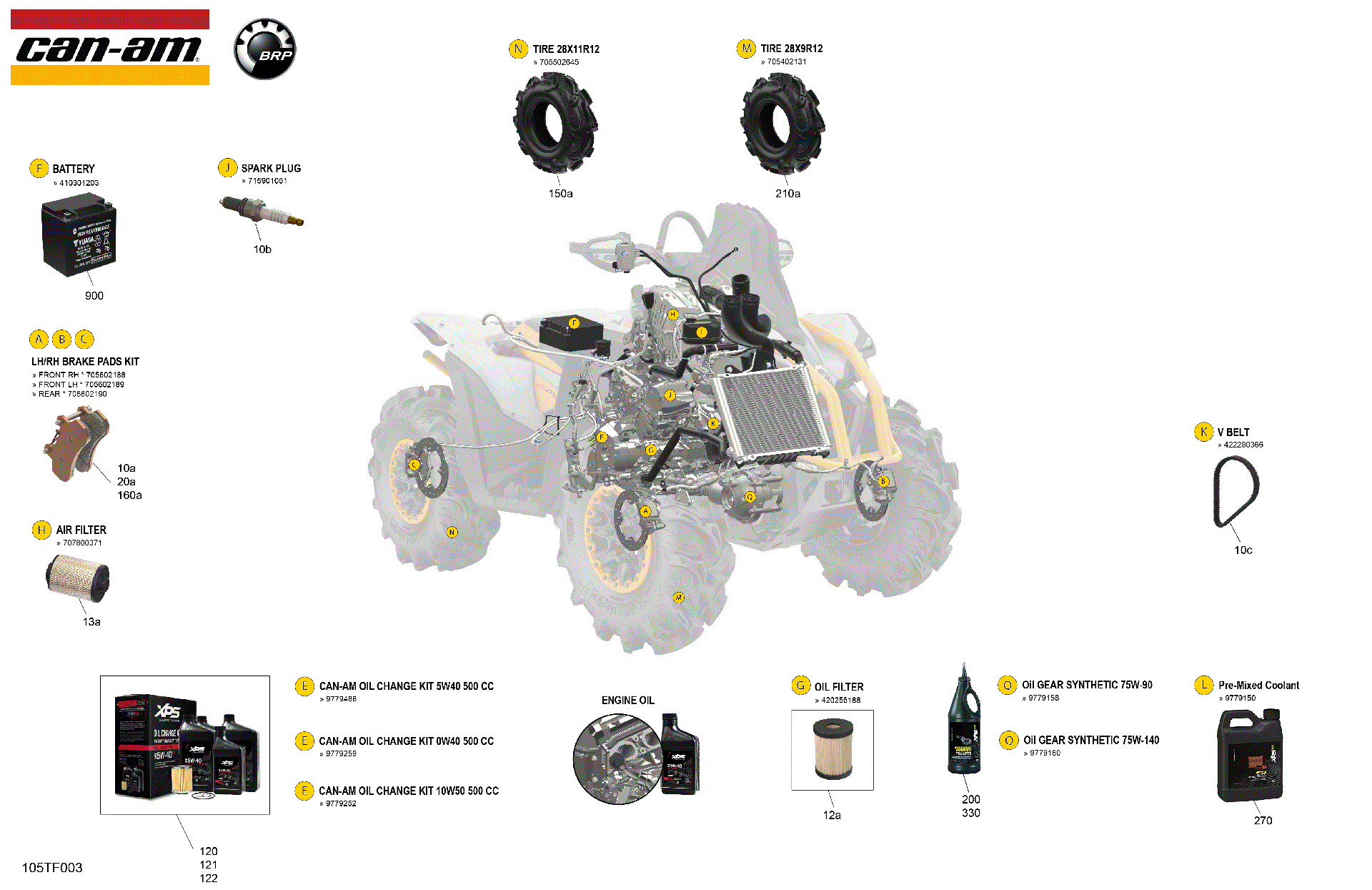 An Image of a Genuine Can-Am Parts Schematic Diagram showing the schematic - SERVICE - MAINTENANCE PARTS & FLUIDS
