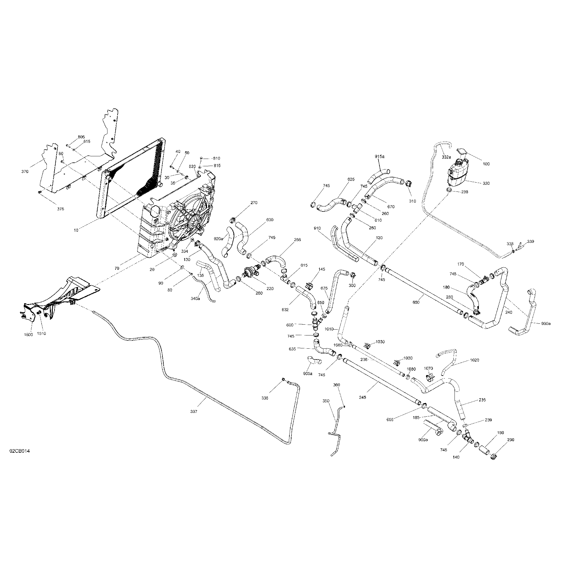 An Image of a Genuine Can-Am Parts Schematic Diagram showing the schematic - ENGINE - COOLING