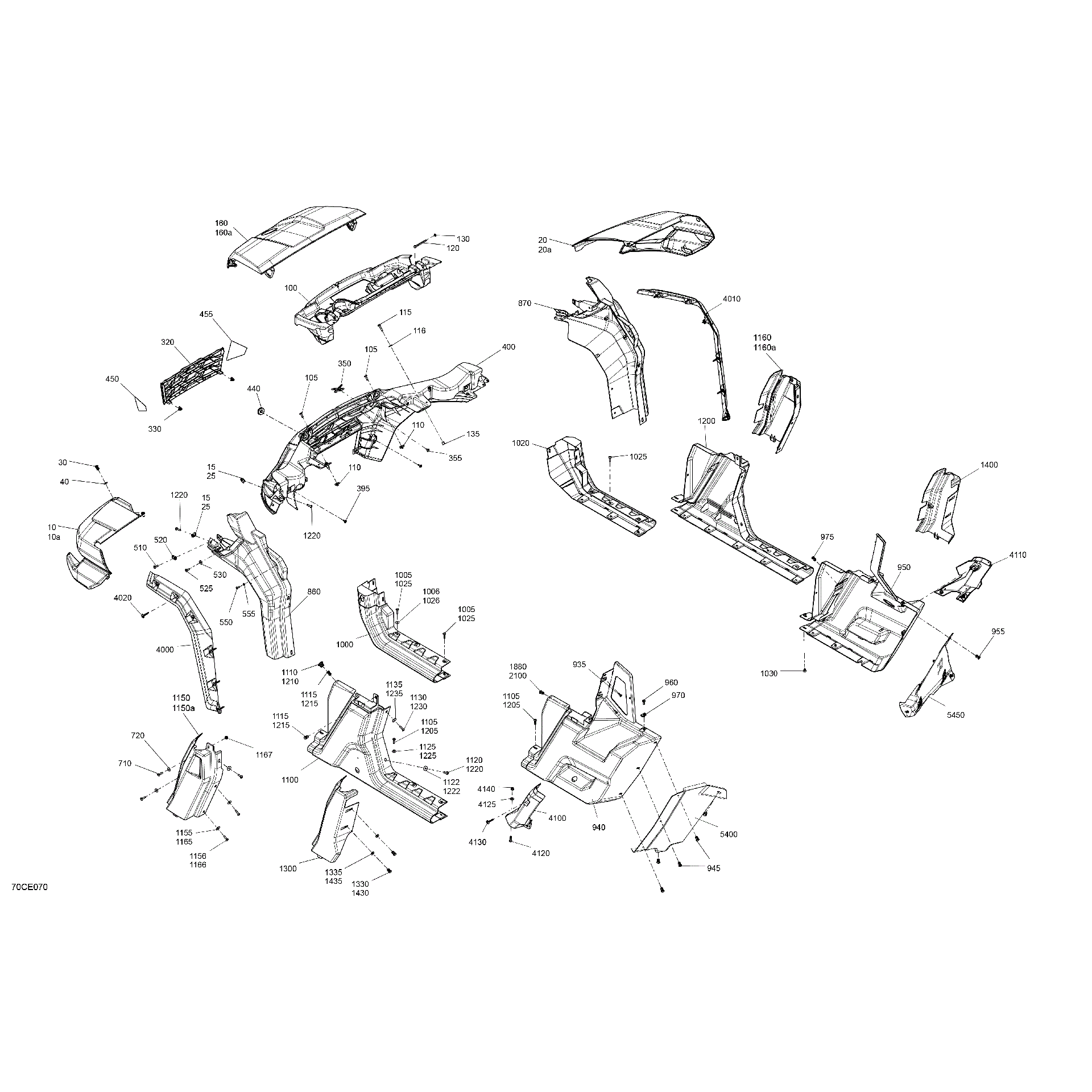 An Image of a Genuine Can-Am Parts Schematic Diagram showing the schematic - BODY - SYSTEM