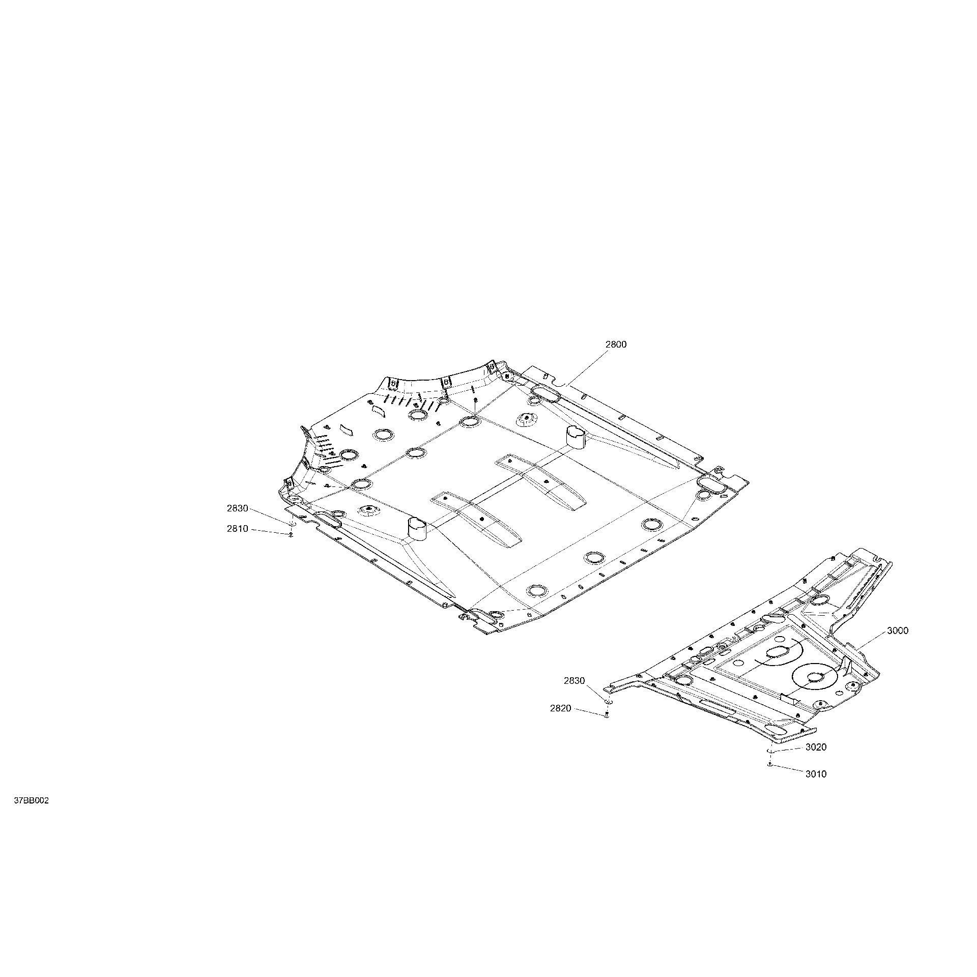 An Image of a Genuine Can-Am Parts Schematic Diagram showing the schematic - BODY - SKID PLATE