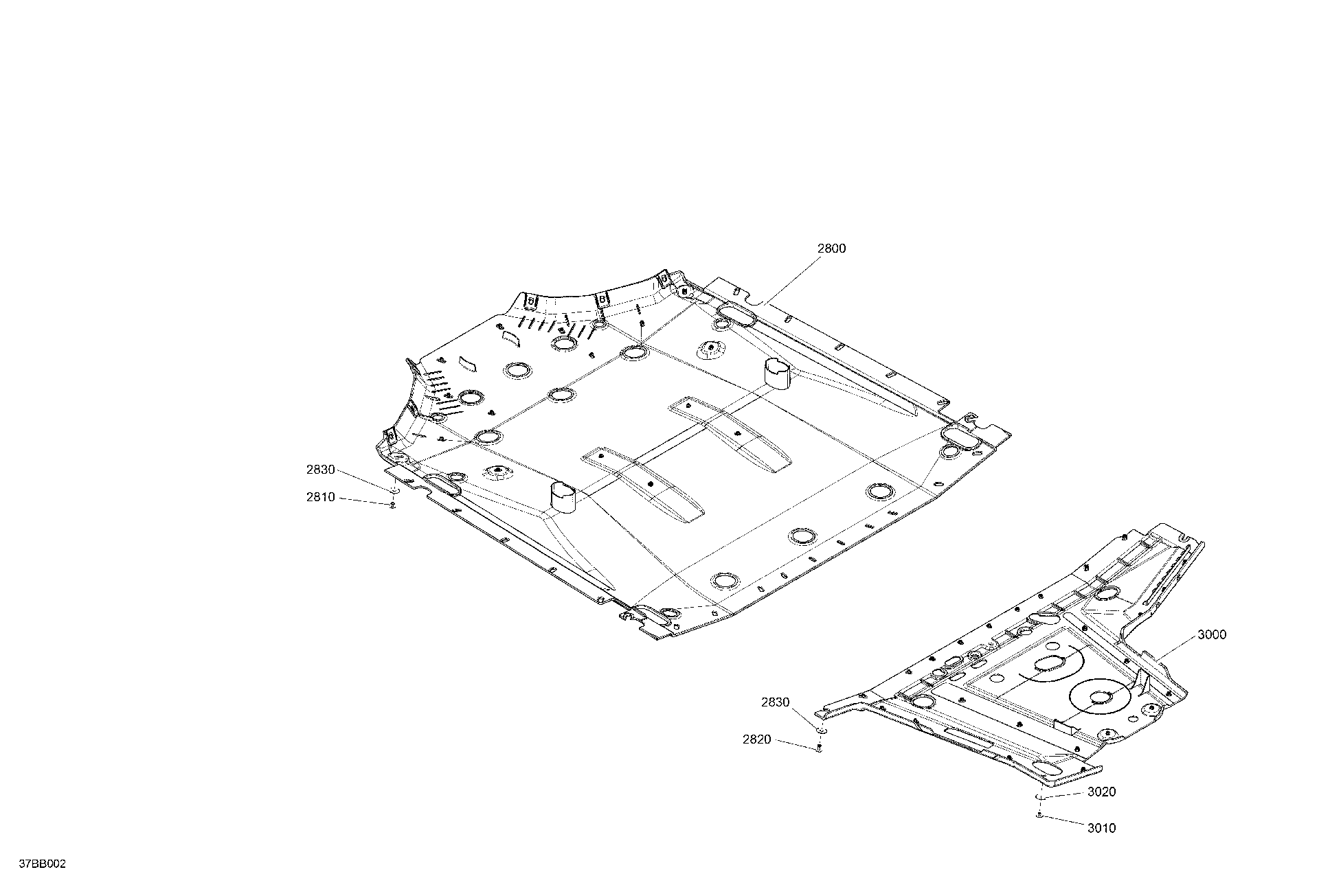 An Image of a Genuine Can-Am Parts Schematic Diagram showing the schematic - BODY - SKID PLATE