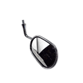 The Mirror Right Side by Polaris is a chrome motorcycle mirror with a threaded stem, shown isolated on white. It reflects light and dark shapes, features etched safety text at the bottom edge, and is compatible with OEM Victory Polaris parts.