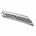 Silver metal right saddlebag hinge with mounting holes and angular design for motorcycle use.