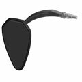 Black angular motorcycle side mirror with a curved arm and metallic connector for left side mounting.