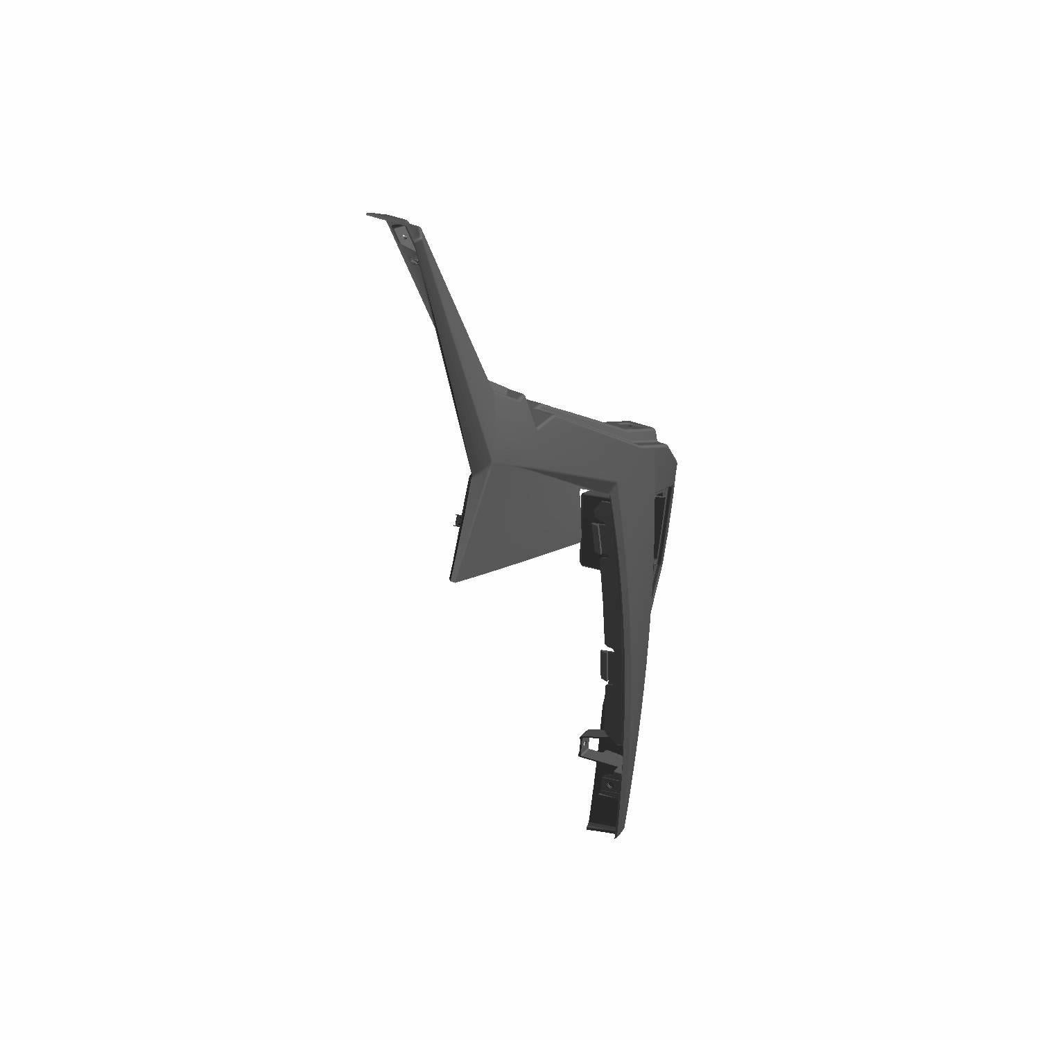Matte black rear painted fender clip with angular design and multiple mounting points.