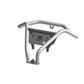 Black steel tubular front bumper with mounting bracket for Polaris off-road vehicles.