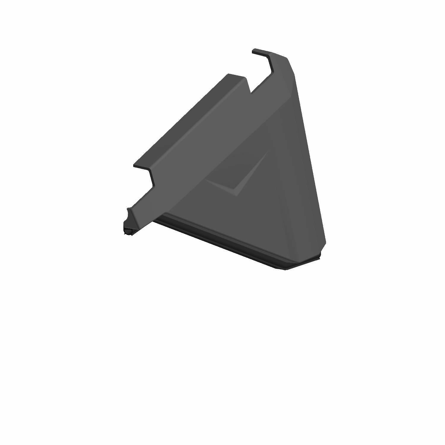 Black triangular plastic left bolster bar panel with mounting tabs for Polaris RZR models.