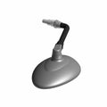 Chrome left-side motorcycle mirror with oval reflective surface and adjustable black stem.