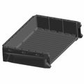 Black rectangular cargo box with ribbed floor and raised sides, designed for Polaris UTV.