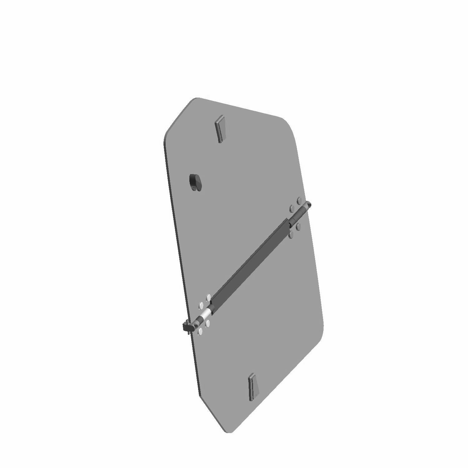 Gray rectangular left window door with angled top corners and metal latch strap for Polaris UTV.