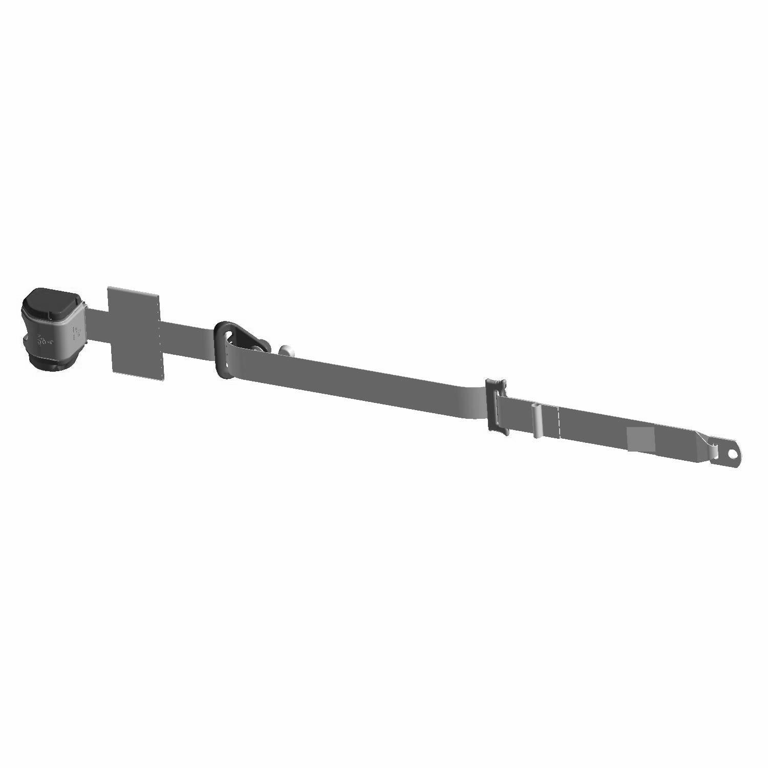 Gray three-point seat belt with buckle and adjustable strap for Polaris UTVs.