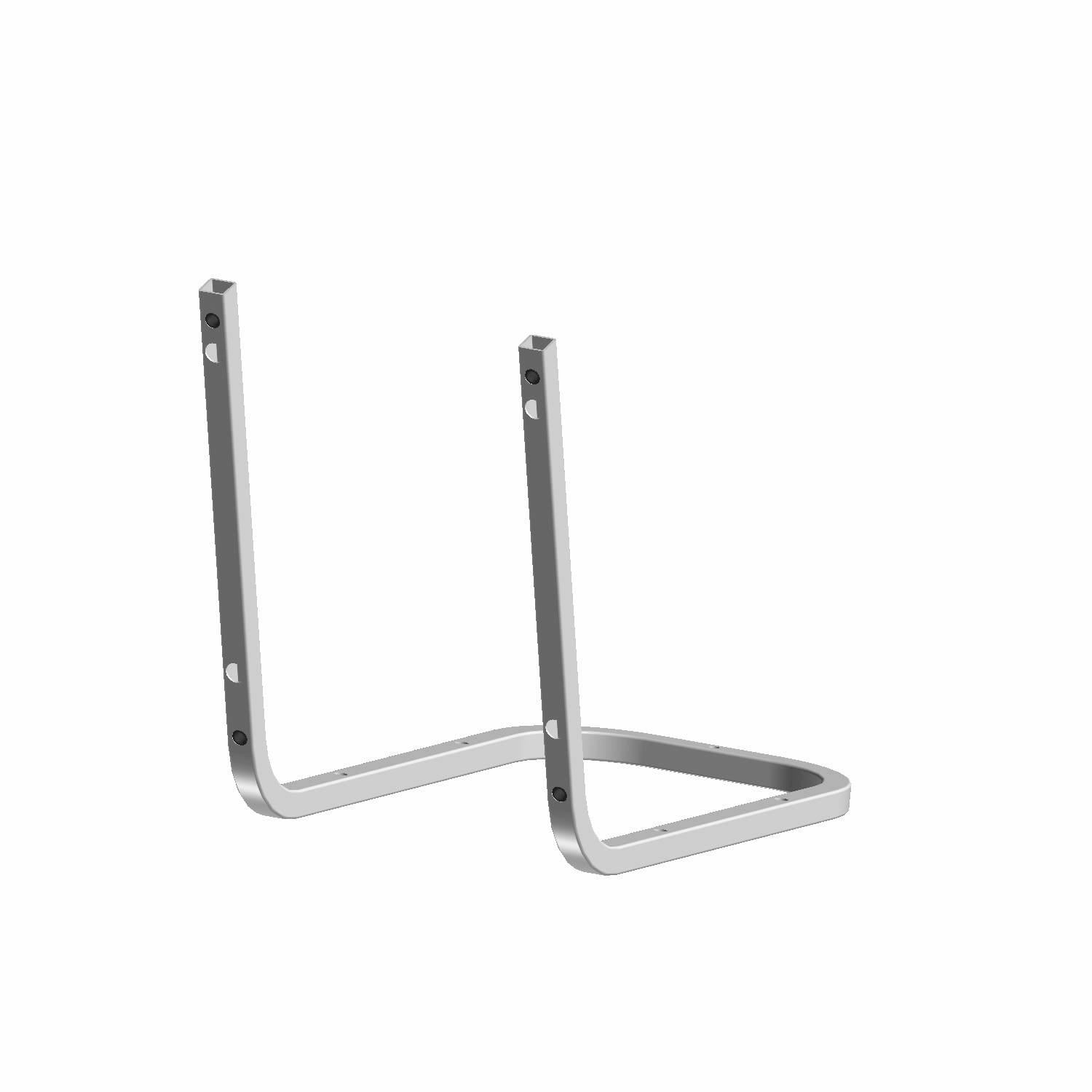 Silver metallic seat hoop tube with two vertical arms and a curved base designed for Polaris vehicles.