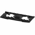 Black plastic rectangular tailgate panel clip with multiple mounting points and structural supports.