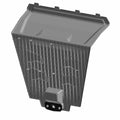 Black rectangular Polaris box access panel with grid texture and hinged lid opened upward.