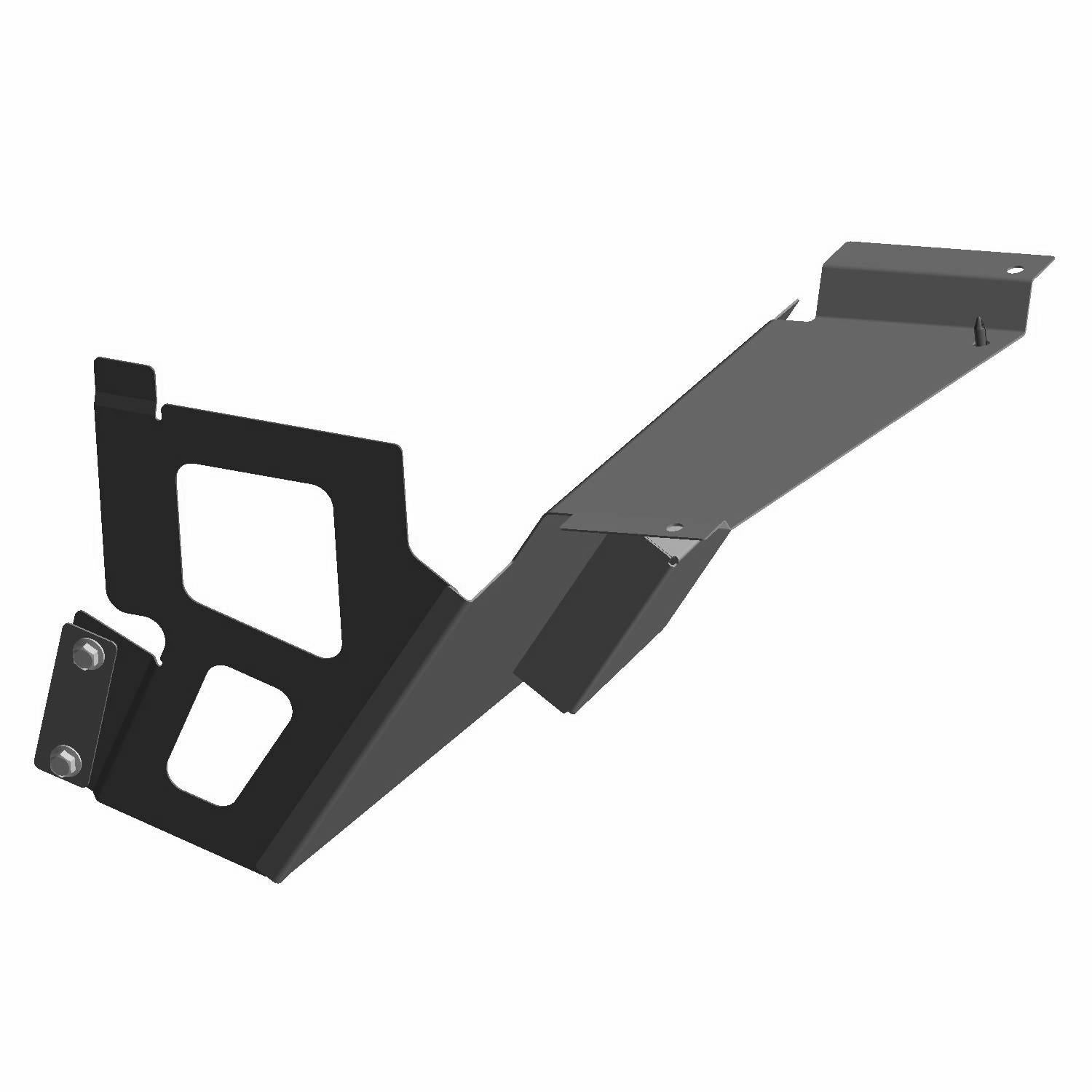 Black angular metal rear mud cover with mounting holes for Polaris UTV.