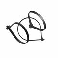 Black plastic rear ducting bracket with circular clamps and connecting arms for Polaris UTV.