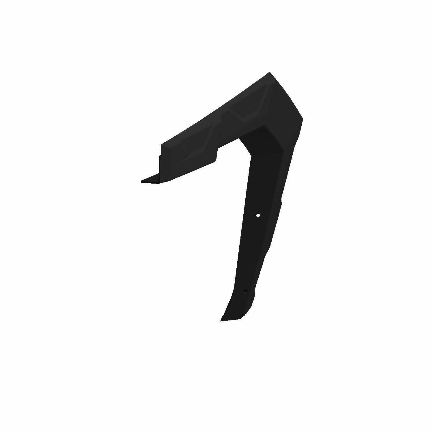 Matte black angular plastic front fender flare clip with mounting hole for Polaris UTV.