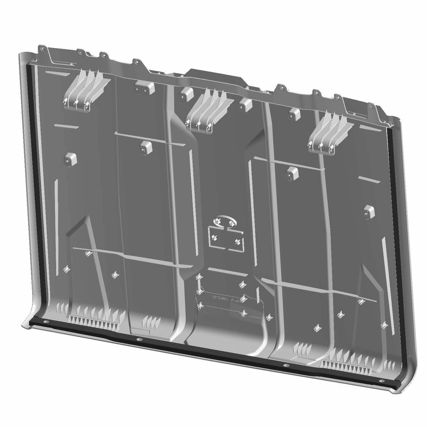 Gloss black rear roof panel for Polaris Ranger UTV with a contoured, durable molded design.