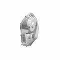 Silver-gray metallic clutch cover with curved, ribbed design and central circular cutout, for Polaris UTVs.