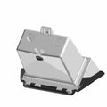 Silver metal double din mounting bracket with multiple attachment points and a base plate.