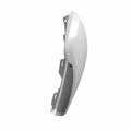 A white, curved Airbox Cover, Left, Cf, Sportgrfx [Ftr Carbon] by Polaris—an OEM motorcycle part with mounting brackets—displayed at an angle against a plain white background.