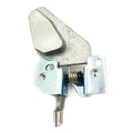 Silver metal actuator latch with spring mechanism and mounting holes designed for right side use.
