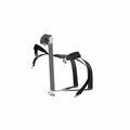 Black 6-point front passenger seat belt harness with metal buckles and mounting bracket.