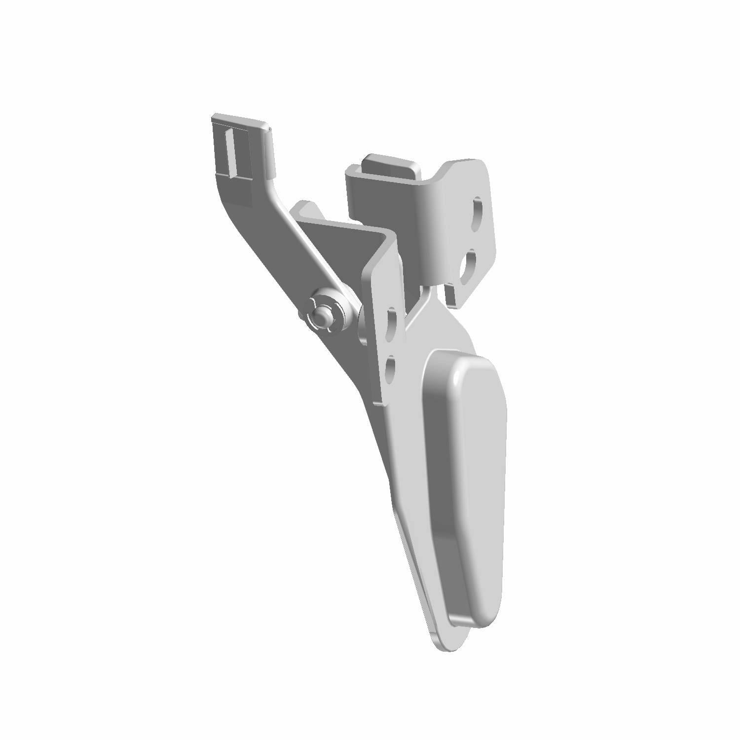 Gray metal actuator latch with a lever arm and mounting holes, designed for Polaris vehicles.